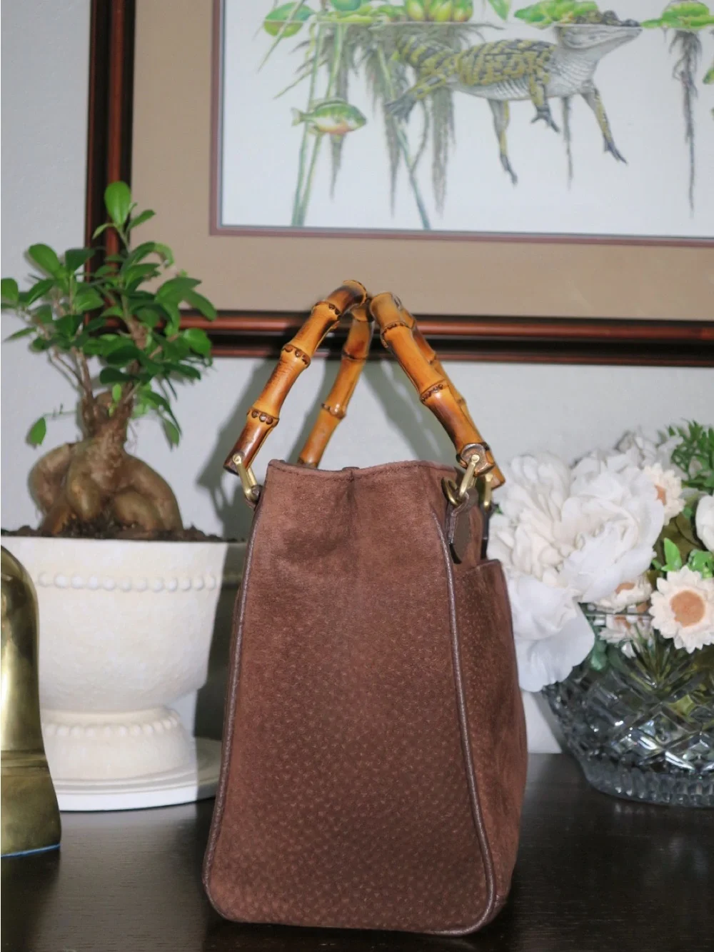 ✨ Vintage Gucci Small Bamboo Suede Handbag ✨ - Picture 3 of 10